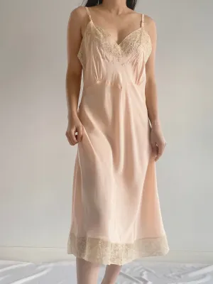 1930s Dusty Pink Rayon Satin Bias Slip Gown - S/M