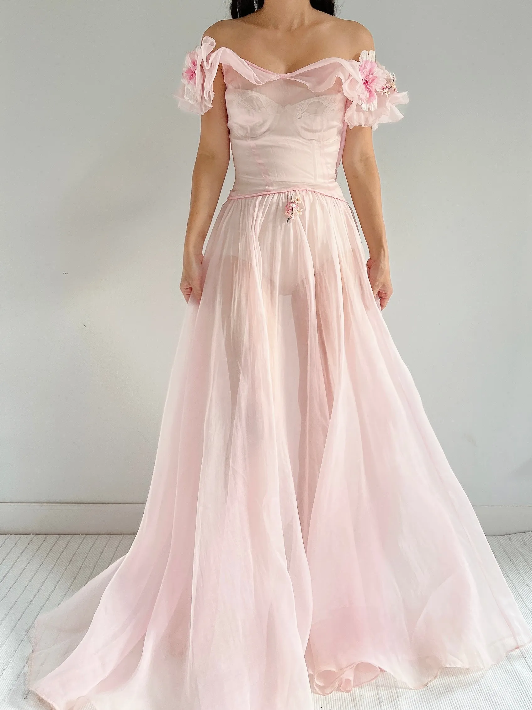 1930s Pink Organdy Dress - XXS