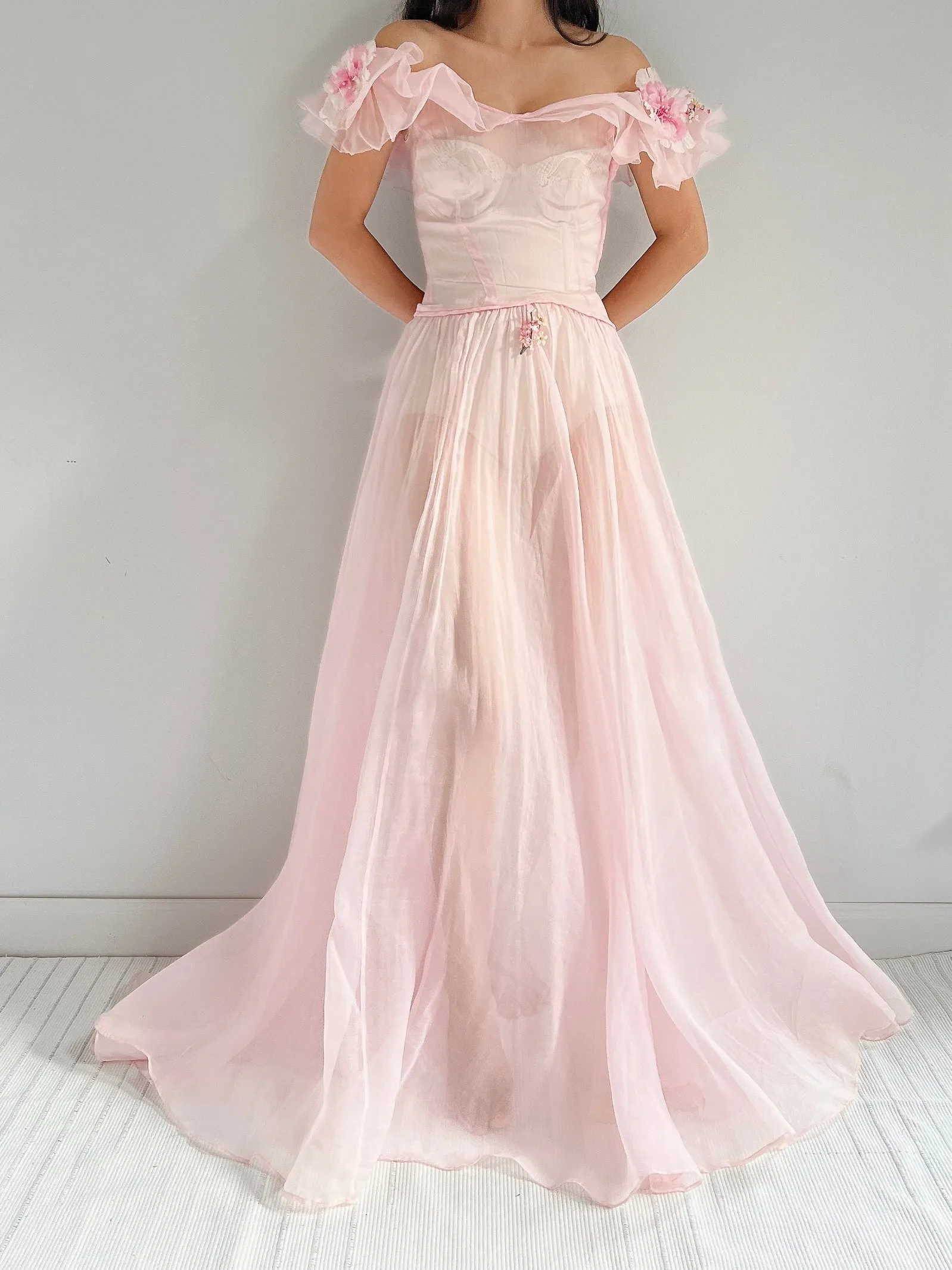 1930s Pink Organdy Dress - XXS