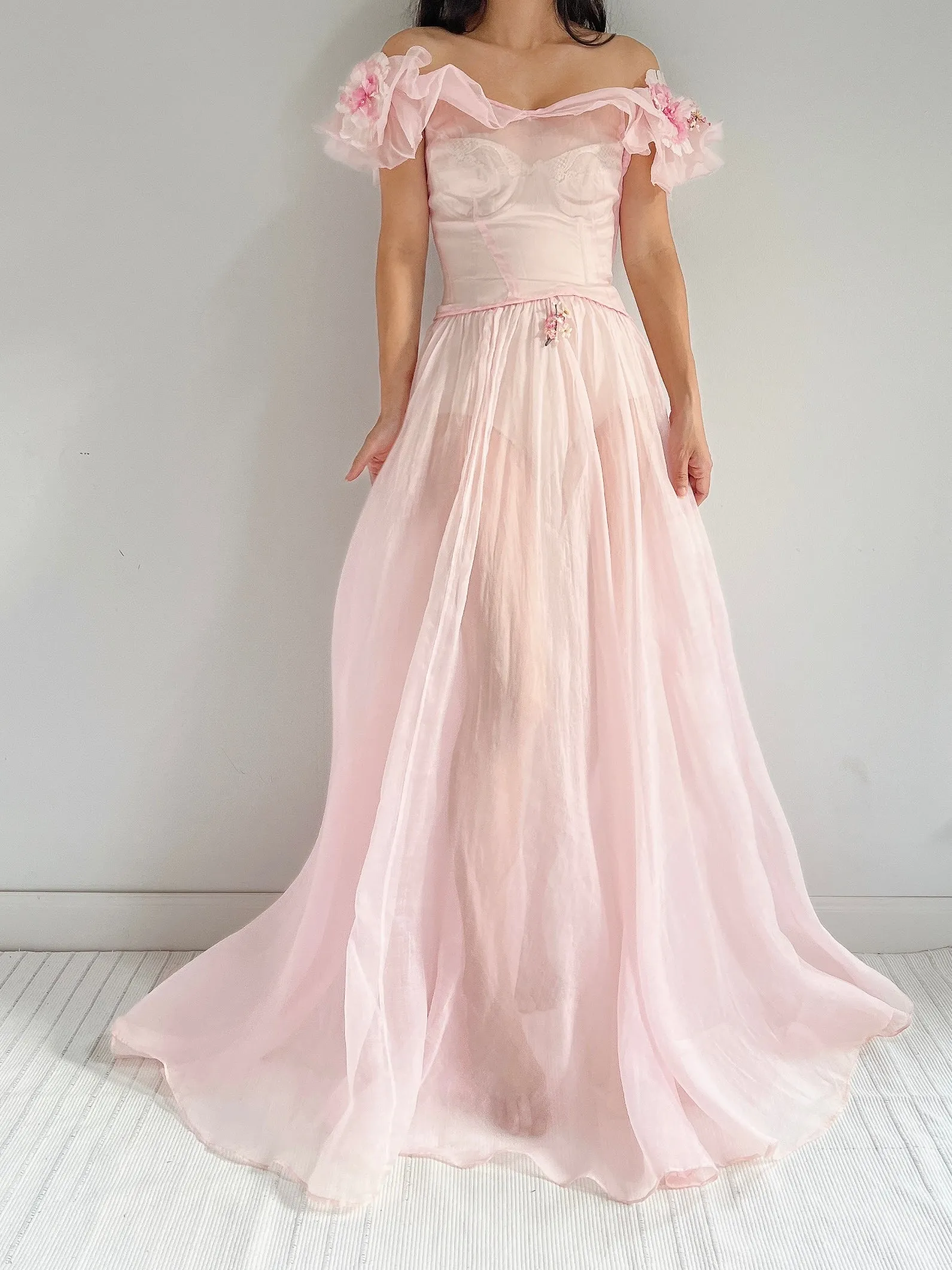 1930s Pink Organdy Dress - XXS