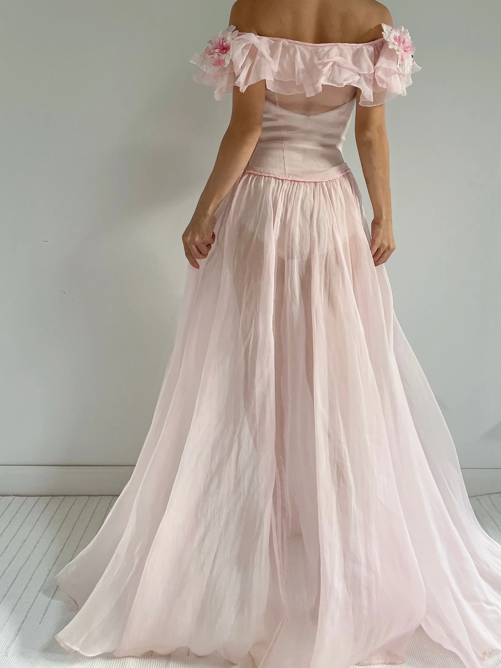 1930s Pink Organdy Dress - XXS
