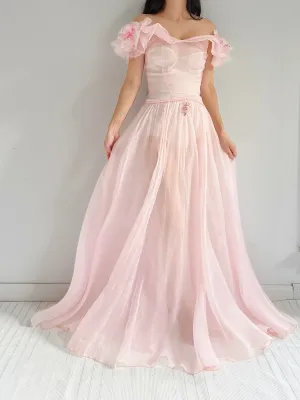 1930s Pink Organdy Dress - XXS
