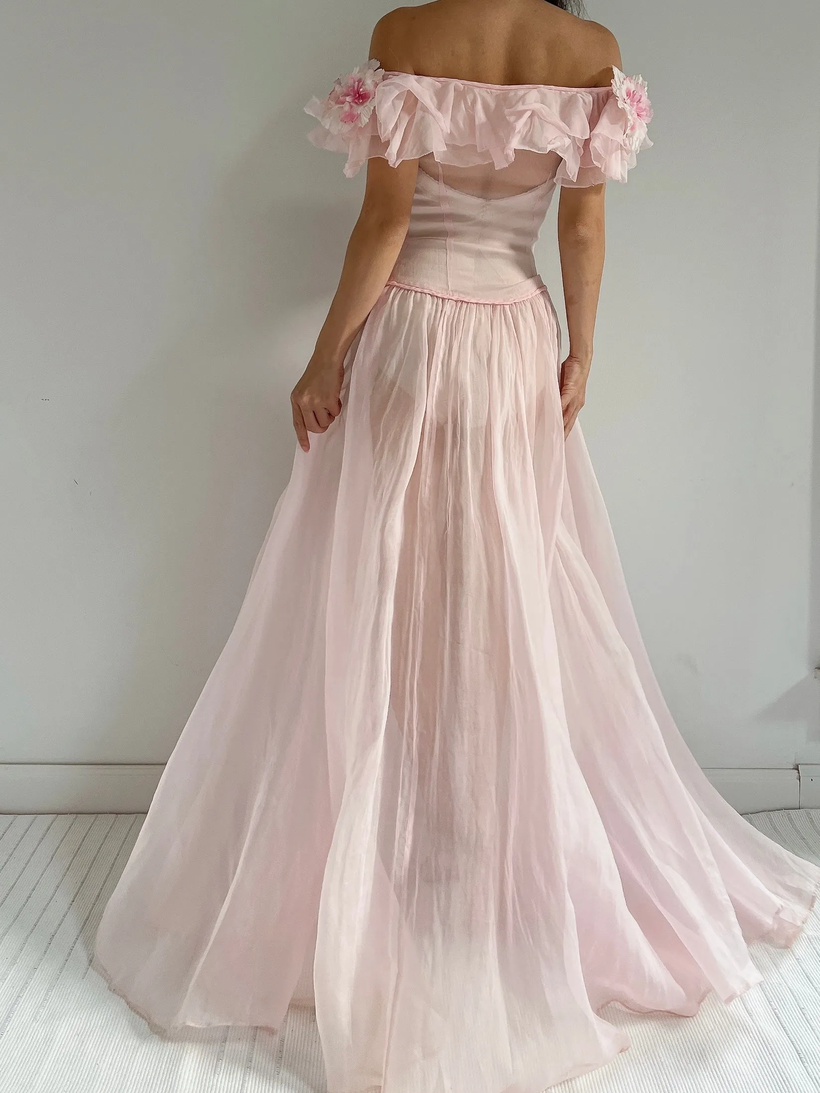 1930s Pink Organdy Dress - XXS