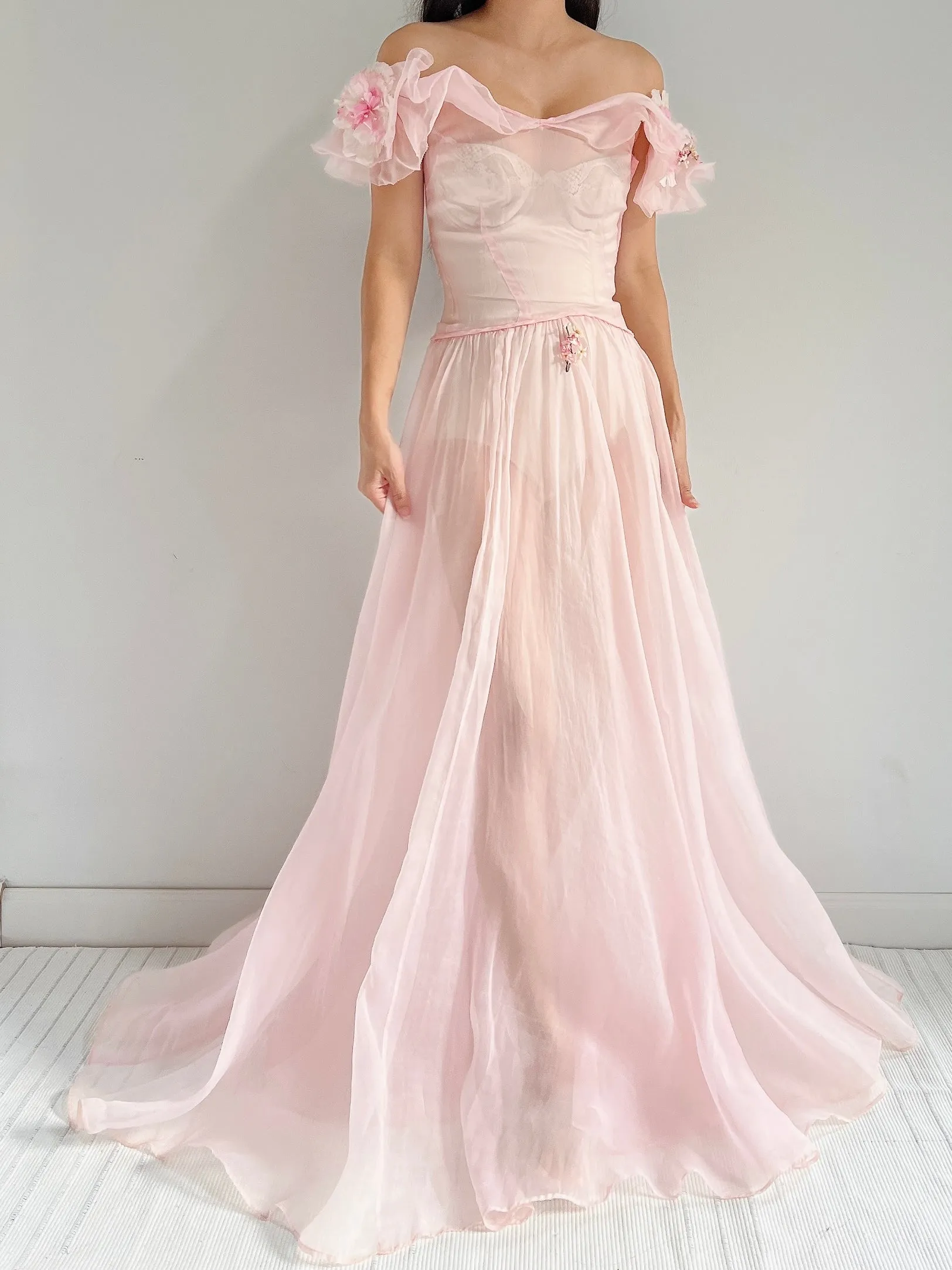 1930s Pink Organdy Dress - XXS