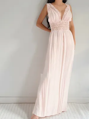 1930s Rayon and Lace Dress - M