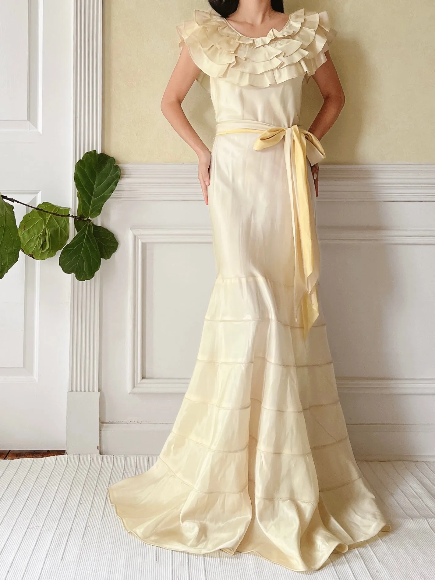 1930s Satin Ombre Gown - S