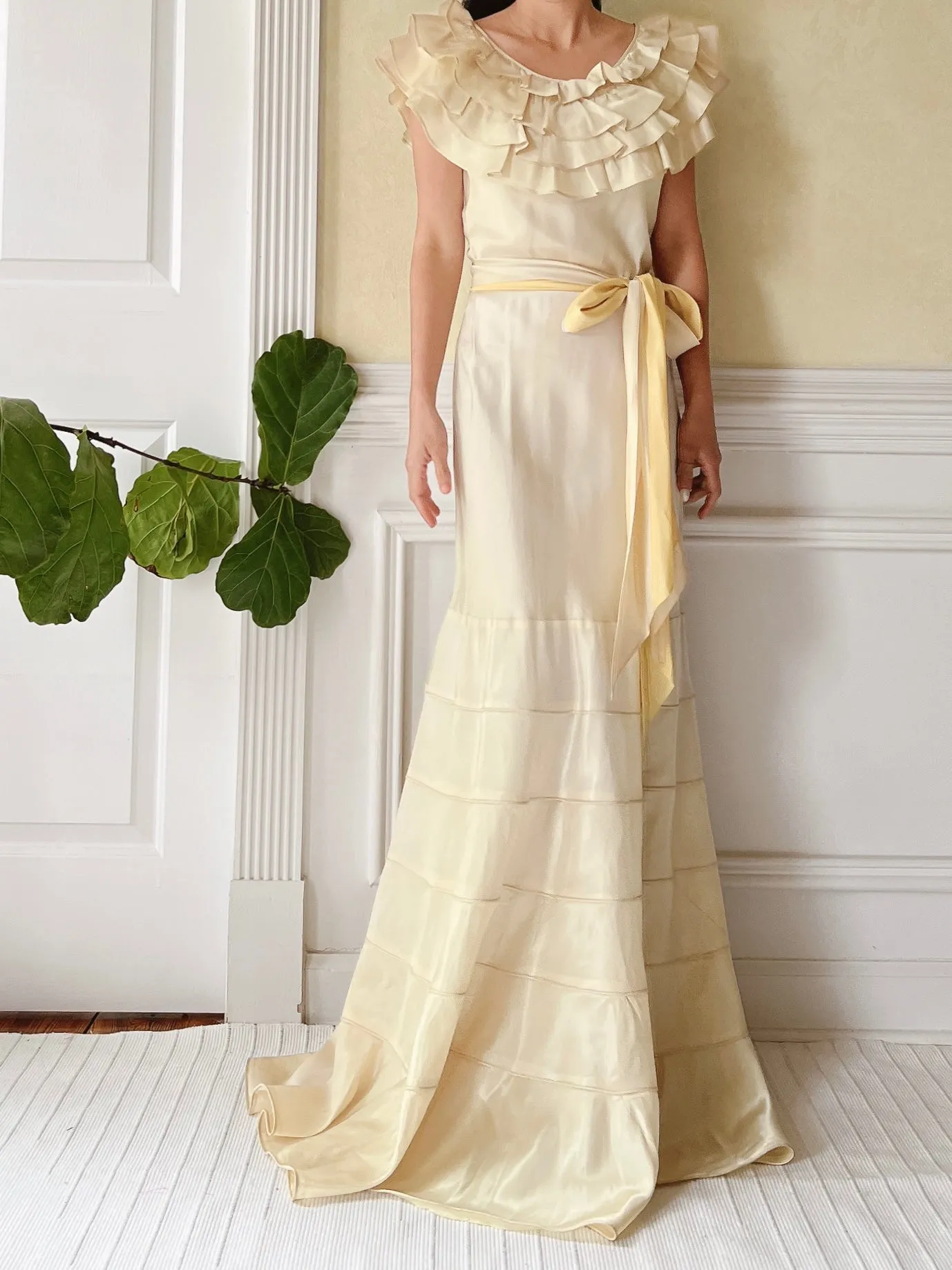 1930s Satin Ombre Gown - S