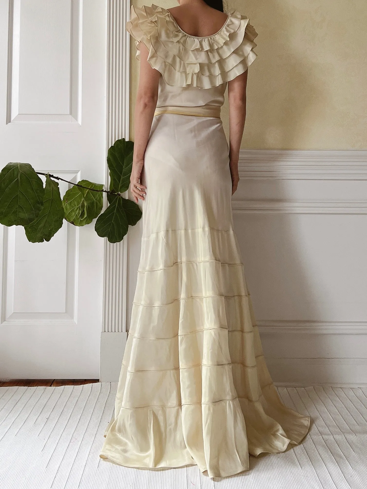 1930s Satin Ombre Gown - S
