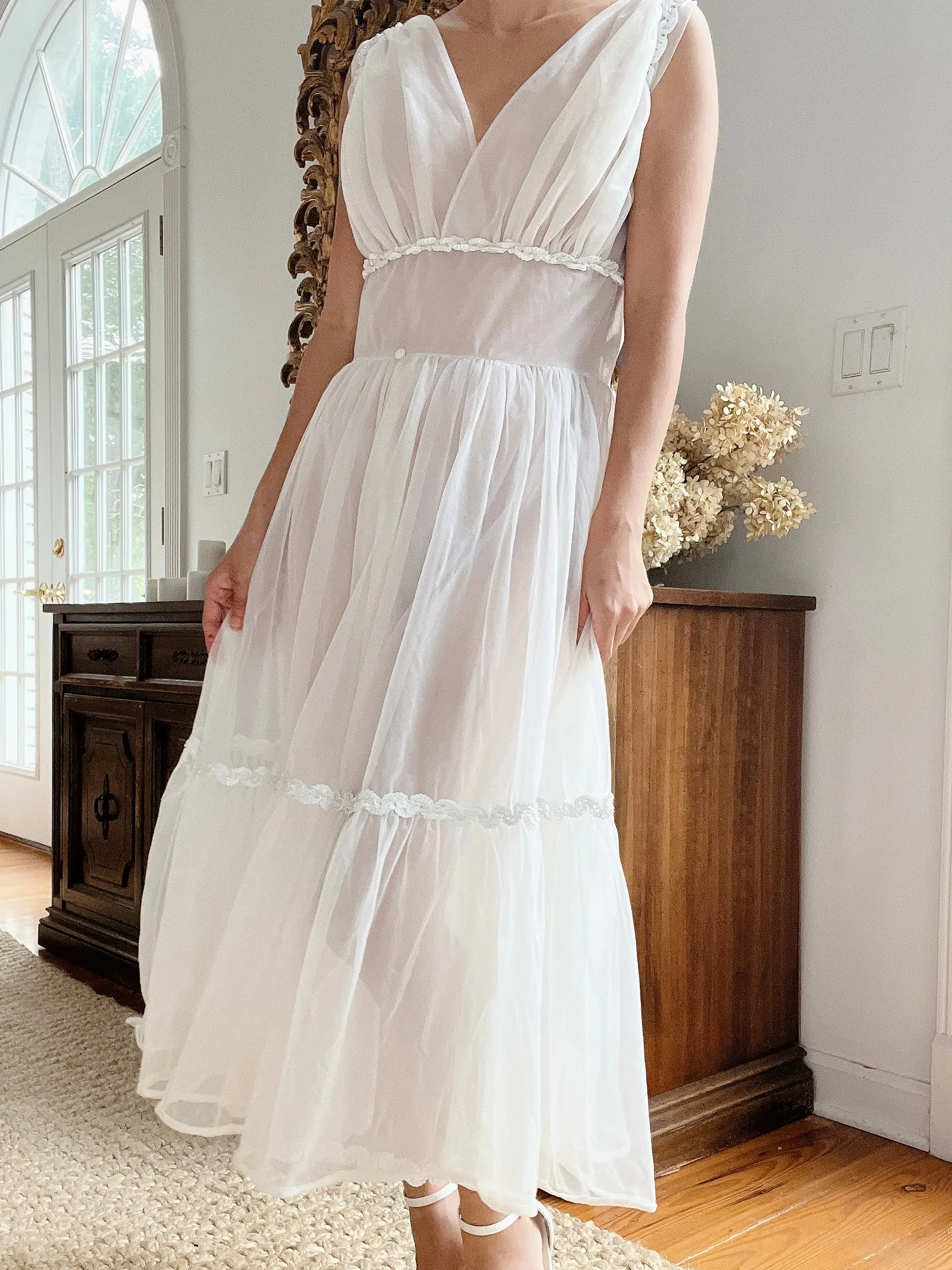 1950s Nylon Midi Slip Dress - XS