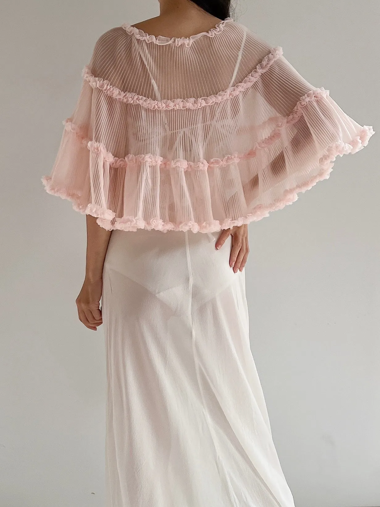 1950s Pink Nylon Capelet - One Size