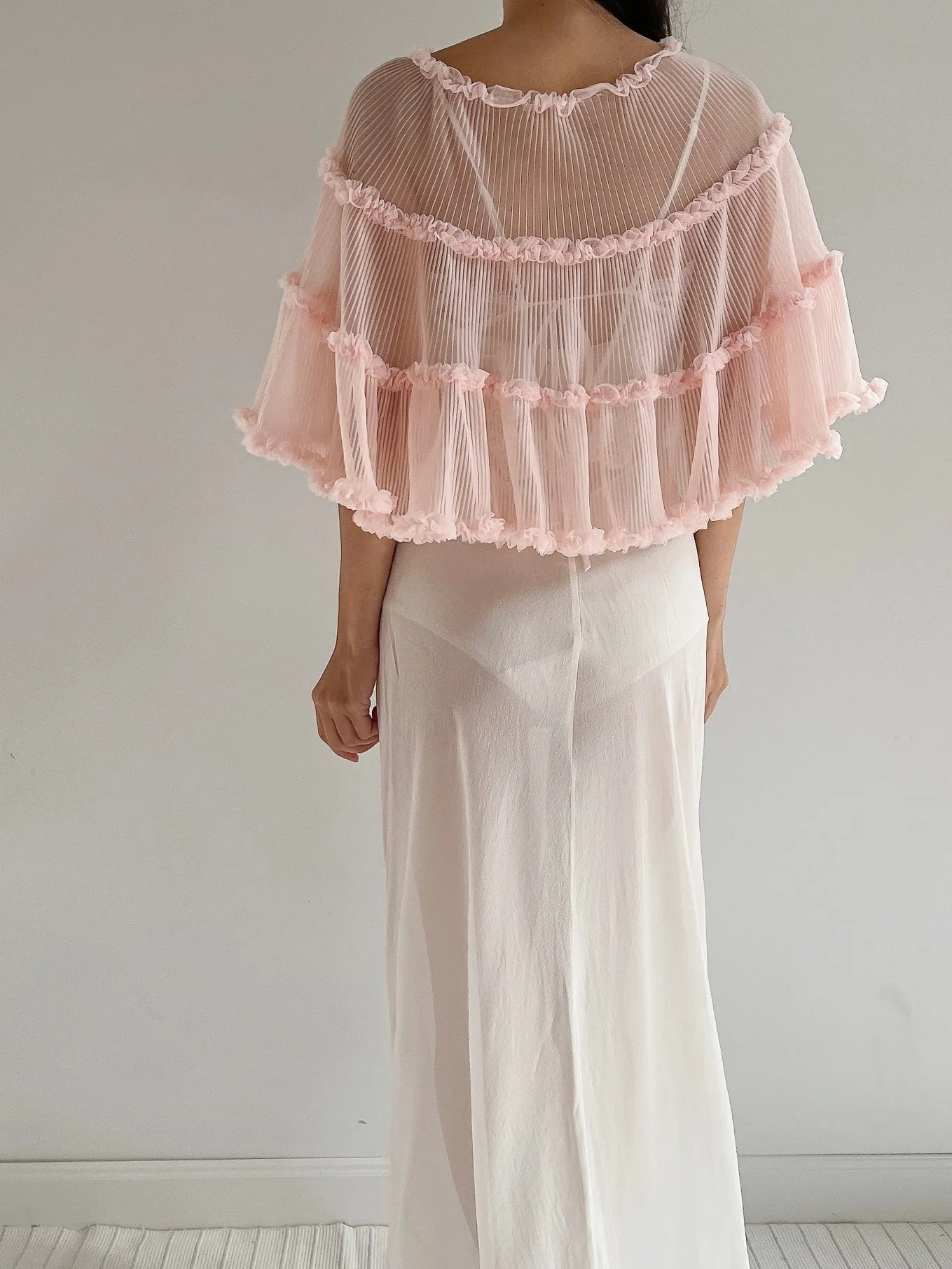 1950s Pink Nylon Capelet - One Size