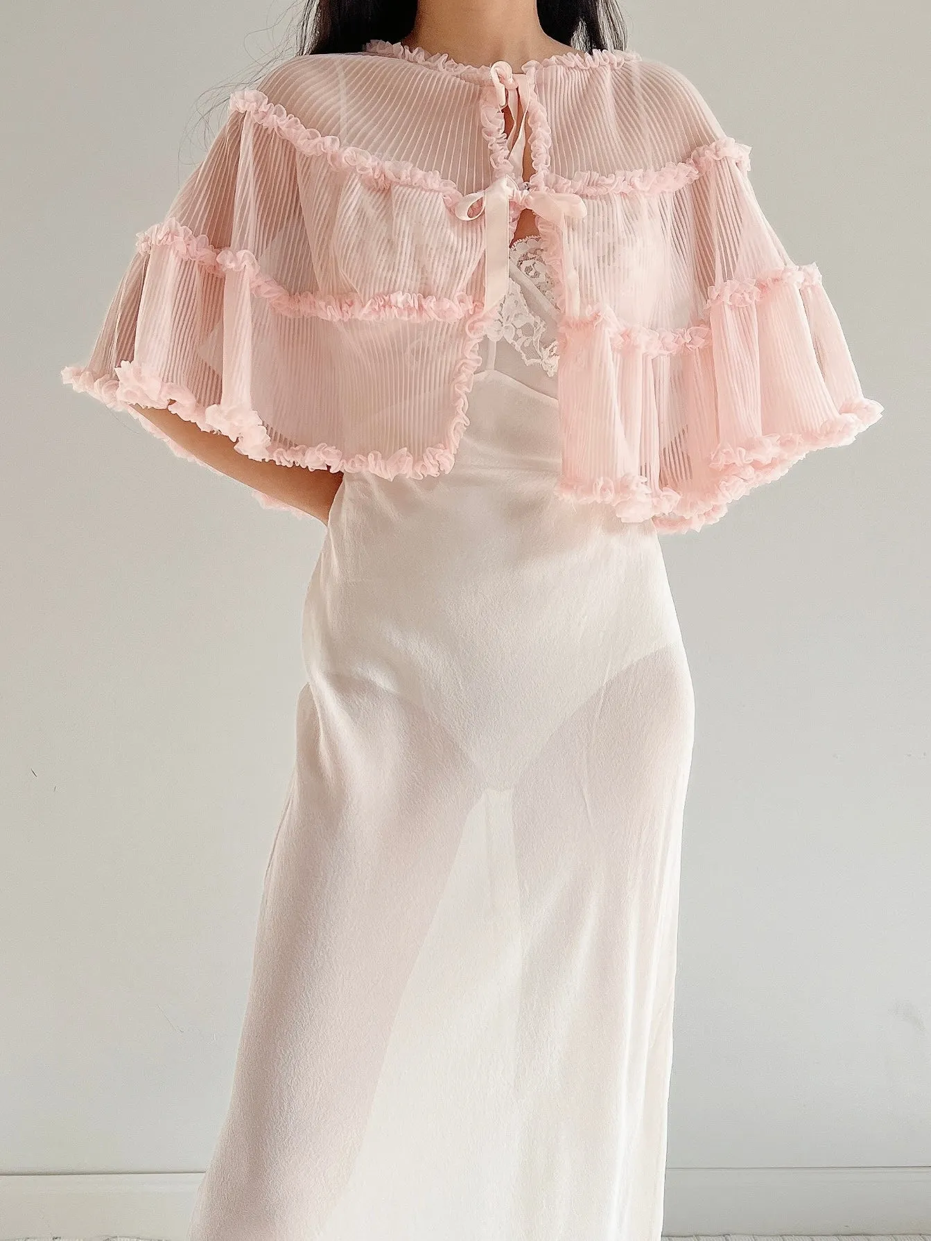 1950s Pink Nylon Capelet - One Size
