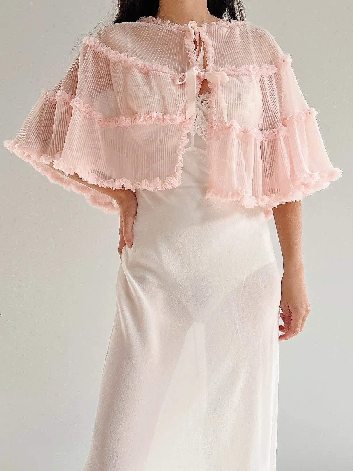 1950s Pink Nylon Capelet - One Size