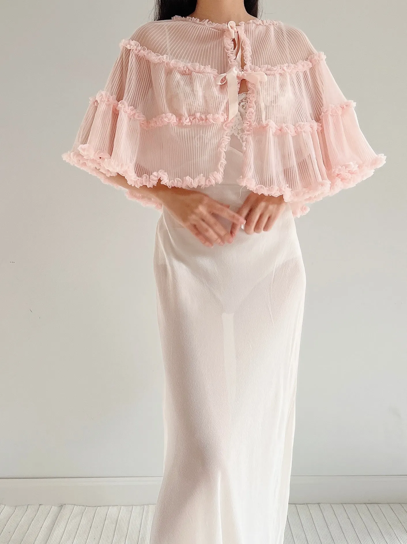 1950s Pink Nylon Capelet - One Size