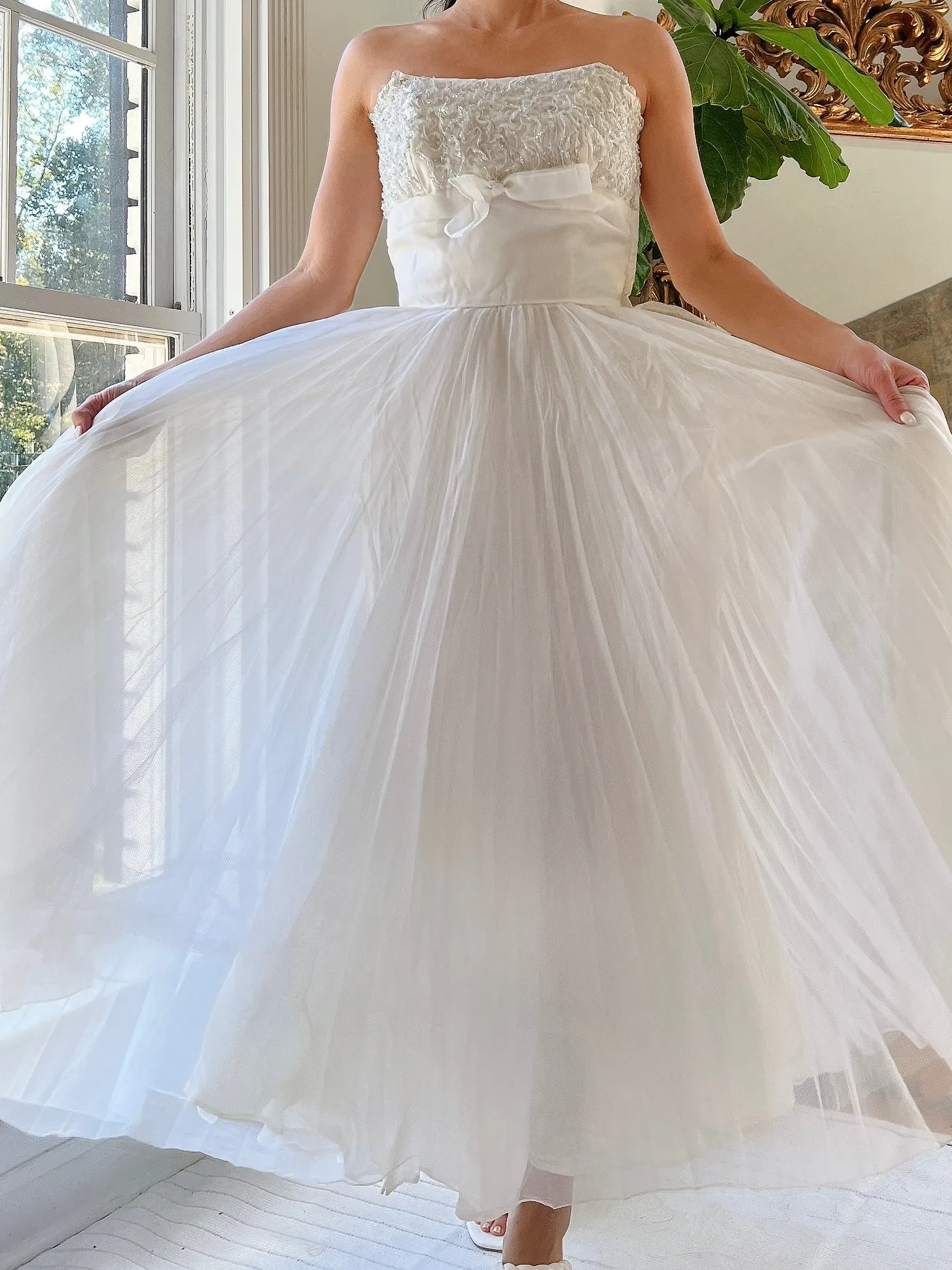 1950s Pleated Nylon Dress - XS