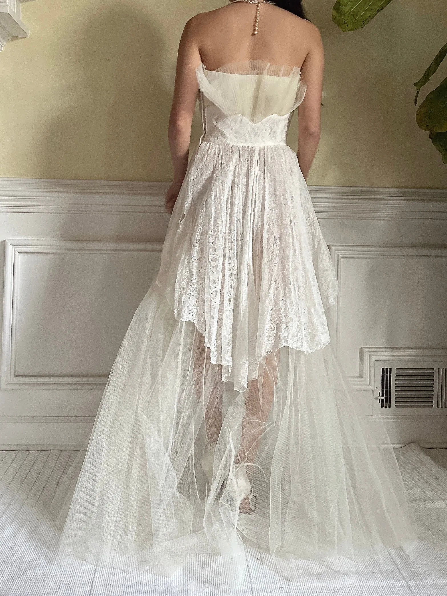 1950s Tulle Sheer Gown - S