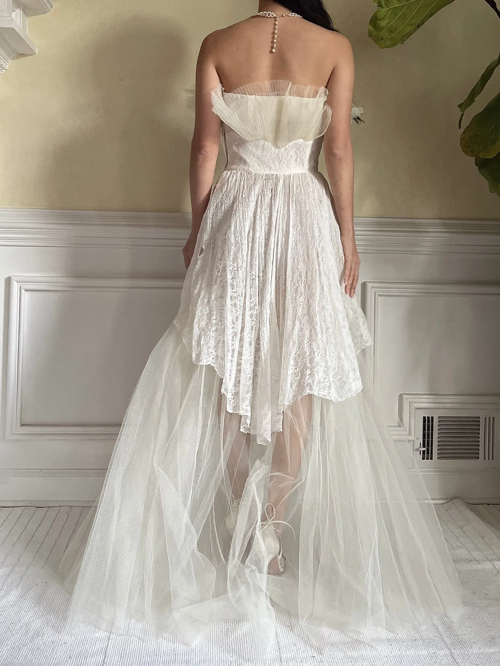 1950s Tulle Sheer Gown - S