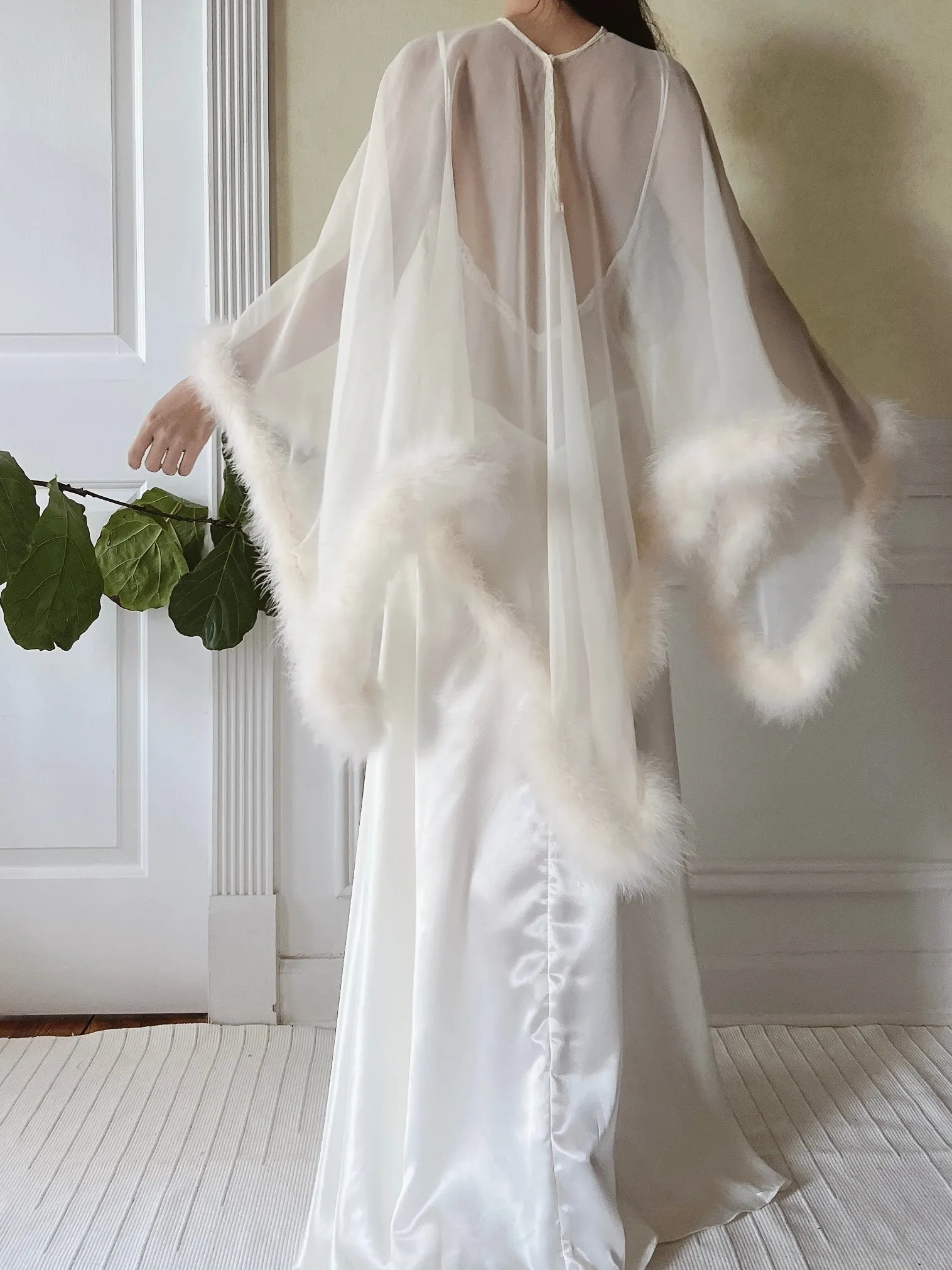 1960s Chiffon Feather Caftan - OSFA