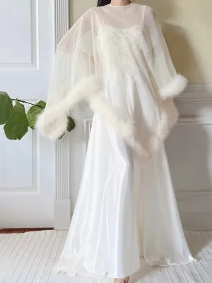 1960s Chiffon Feather Caftan - OSFA