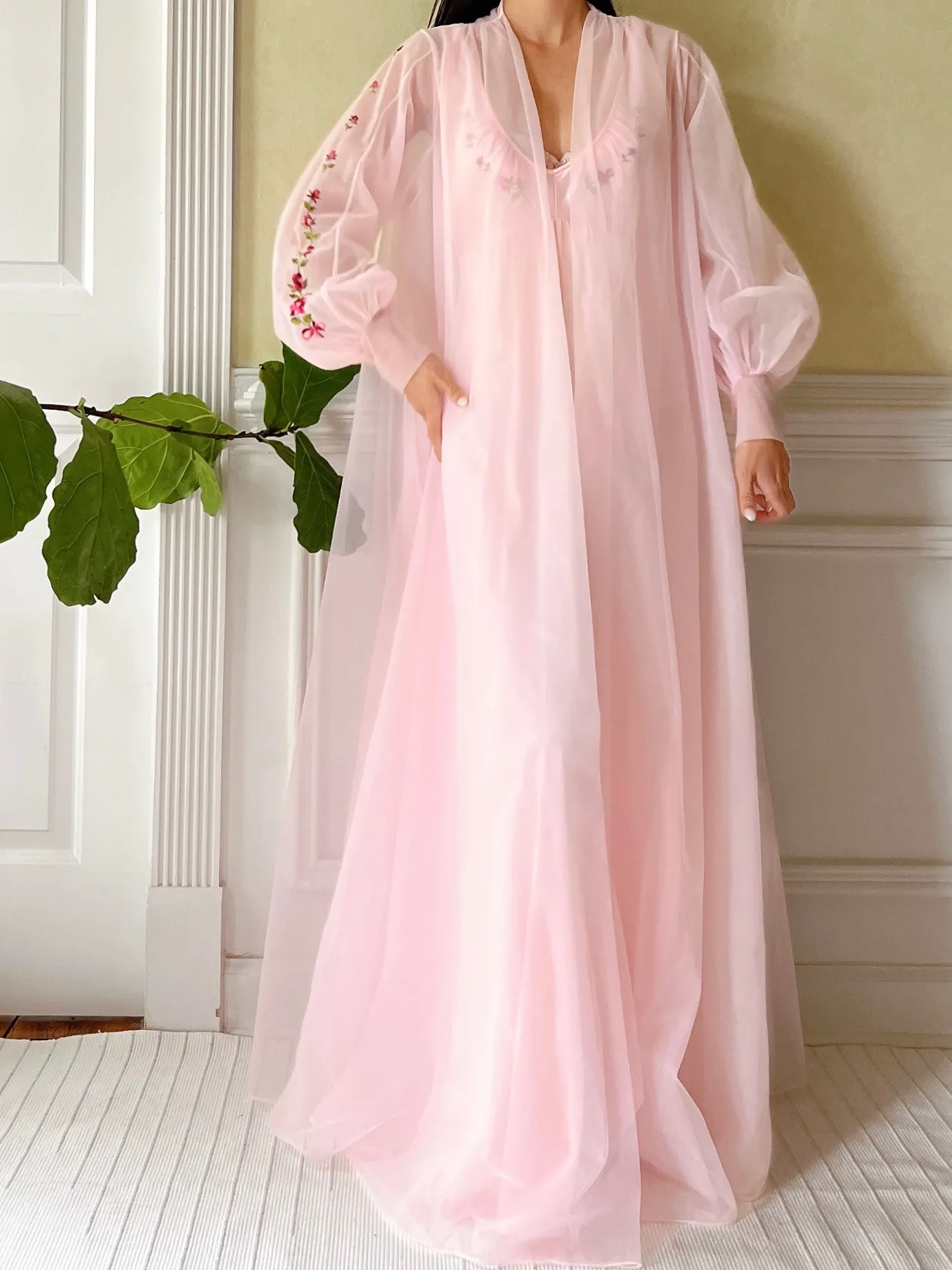 1960s Daisy Ombre Hem Rayon Dress - S
