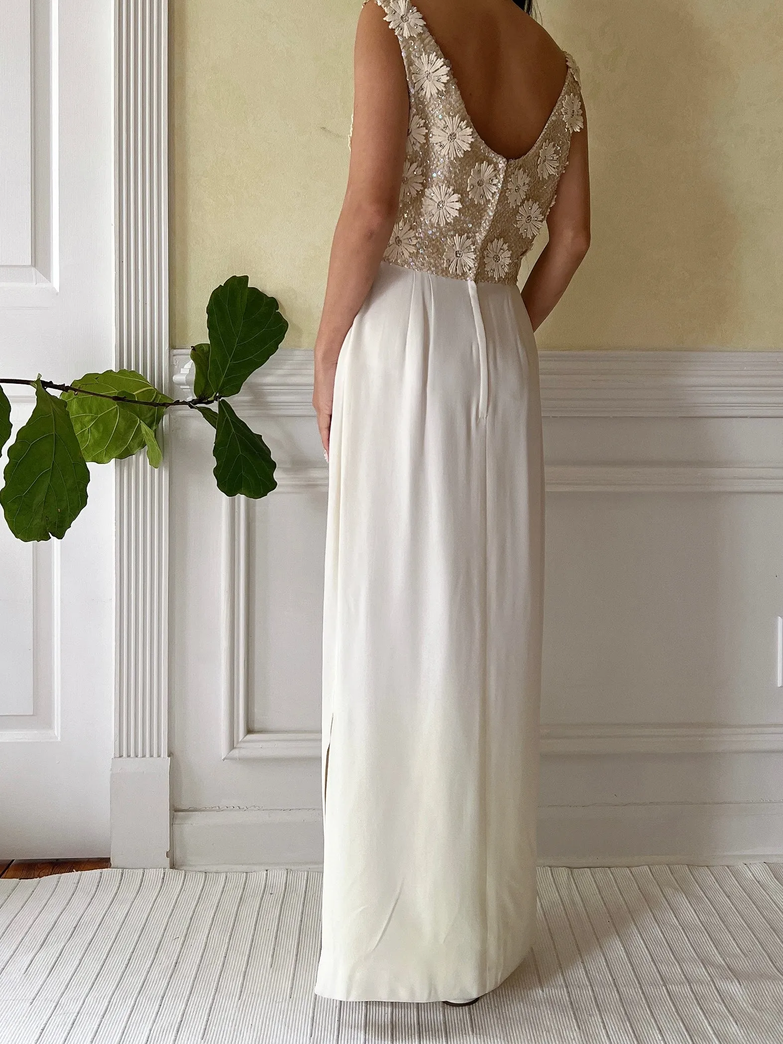 1960s Daisy Ombre Hem Rayon Dress - S