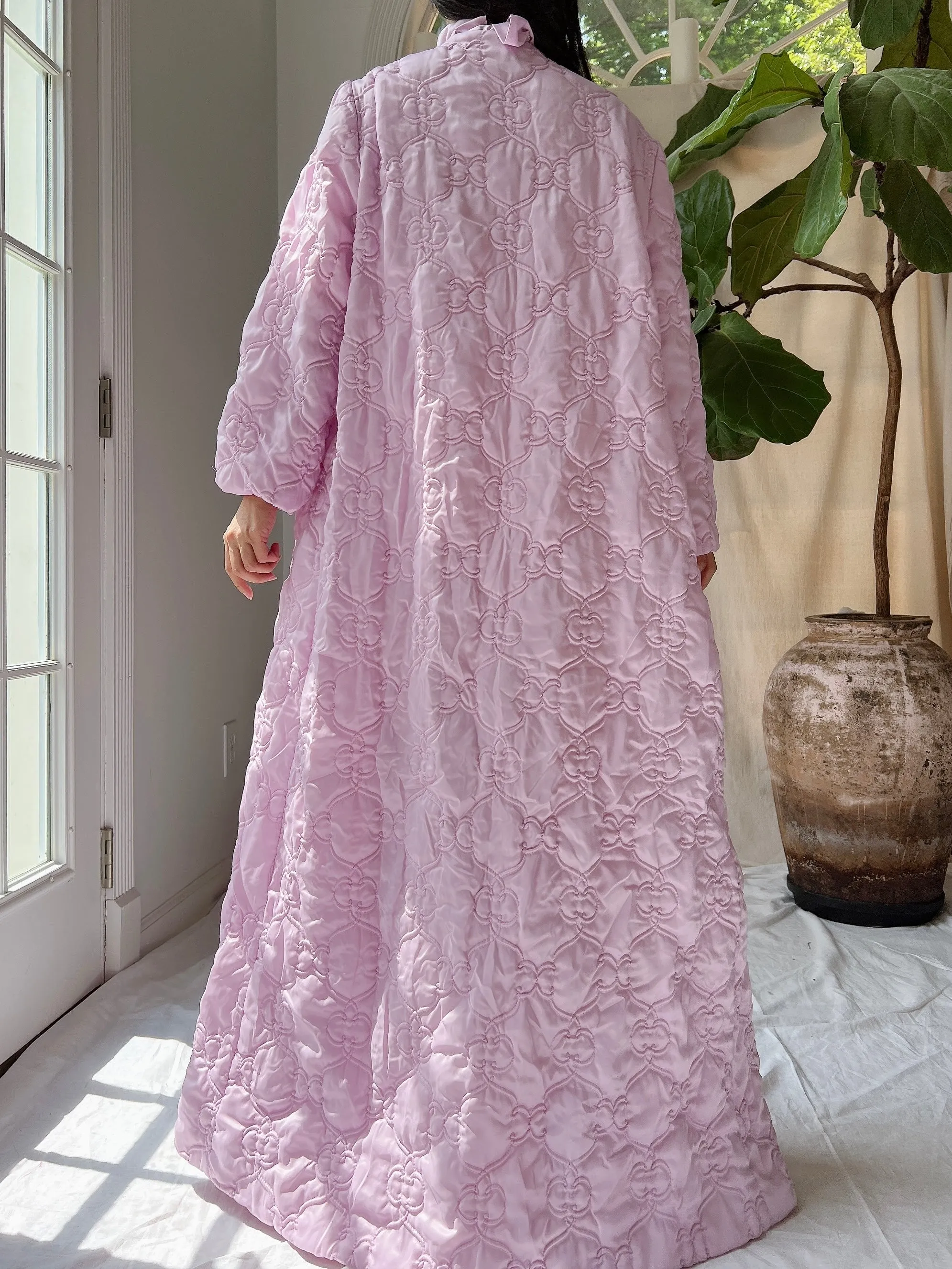1960s Lilac Quilted Duster - OSFM