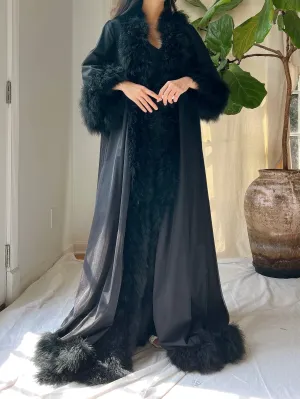 1960s Nylon Marabou Dressing Gown -  OSFM