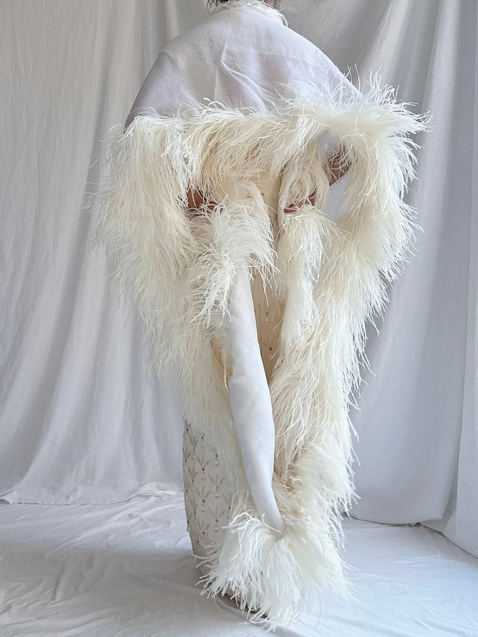 1960s Ostrich Chiffon Feather Shawl - OSFM