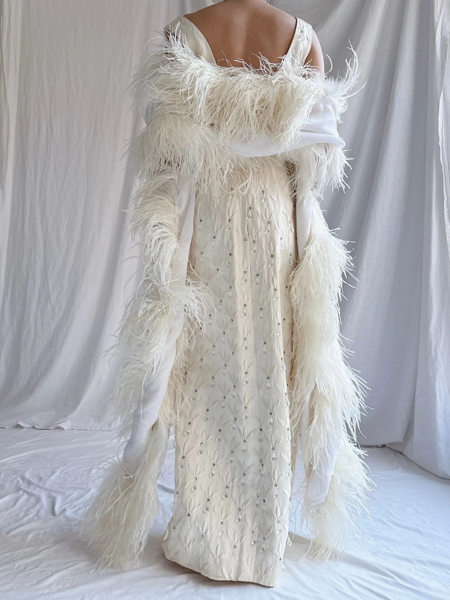 1960s Ostrich Chiffon Feather Shawl - OSFM