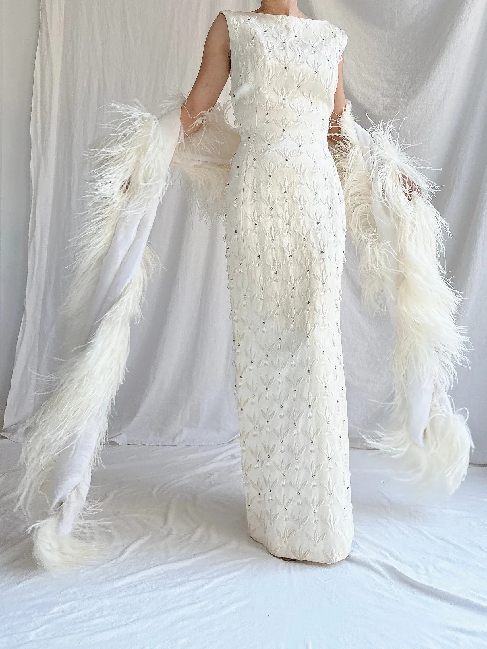 1960s Ostrich Chiffon Feather Shawl - OSFM