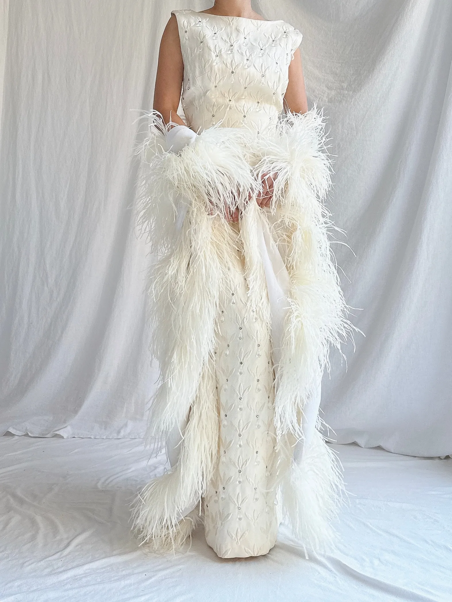 1960s Ostrich Chiffon Feather Shawl - OSFM