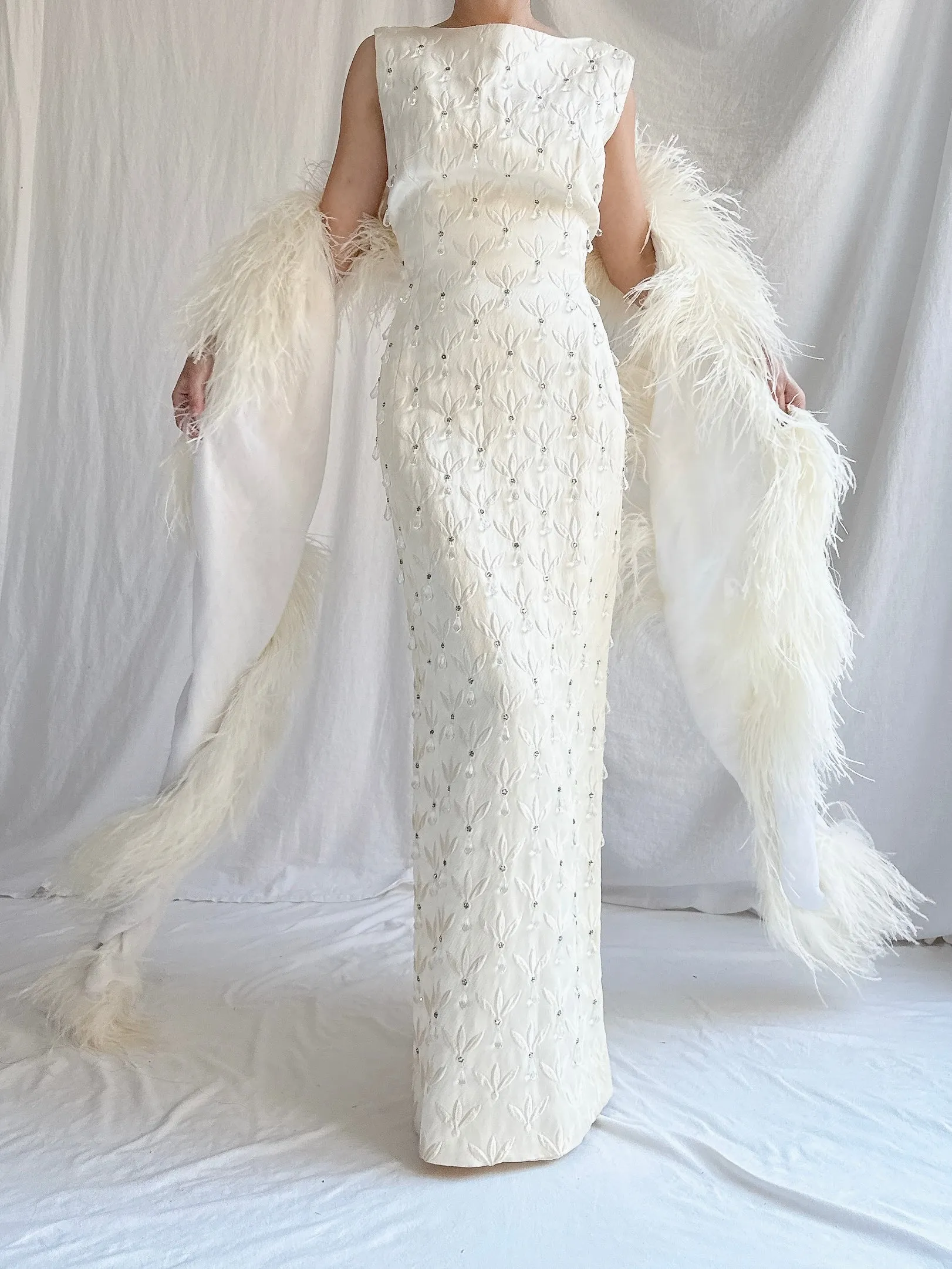 1960s Ostrich Chiffon Feather Shawl - OSFM