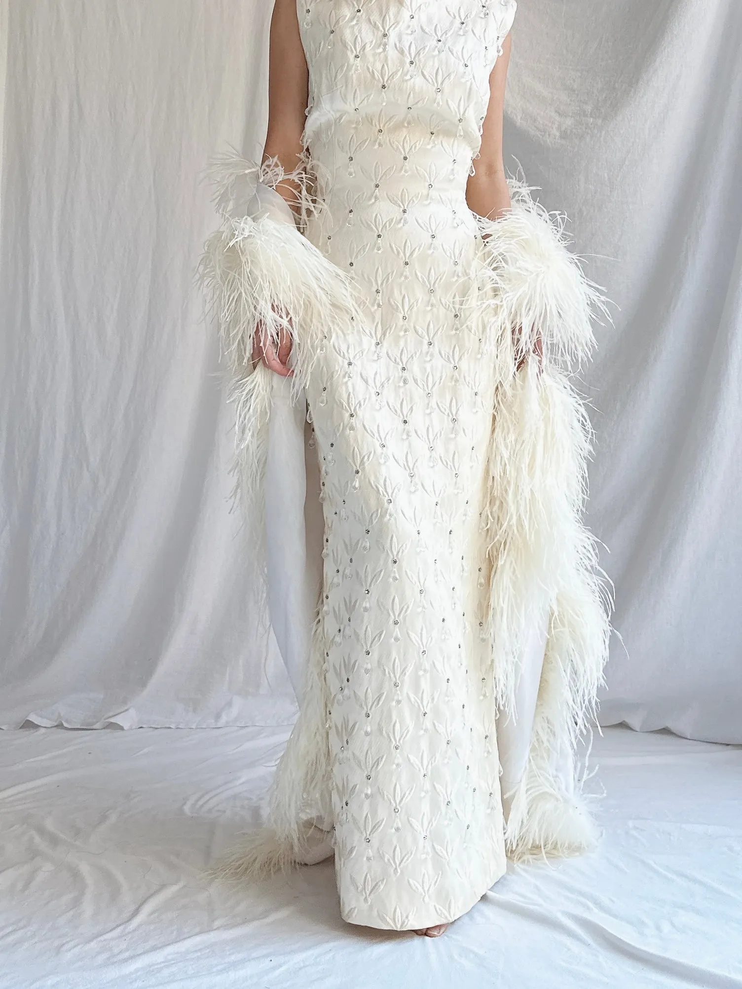 1960s Ostrich Chiffon Feather Shawl - OSFM