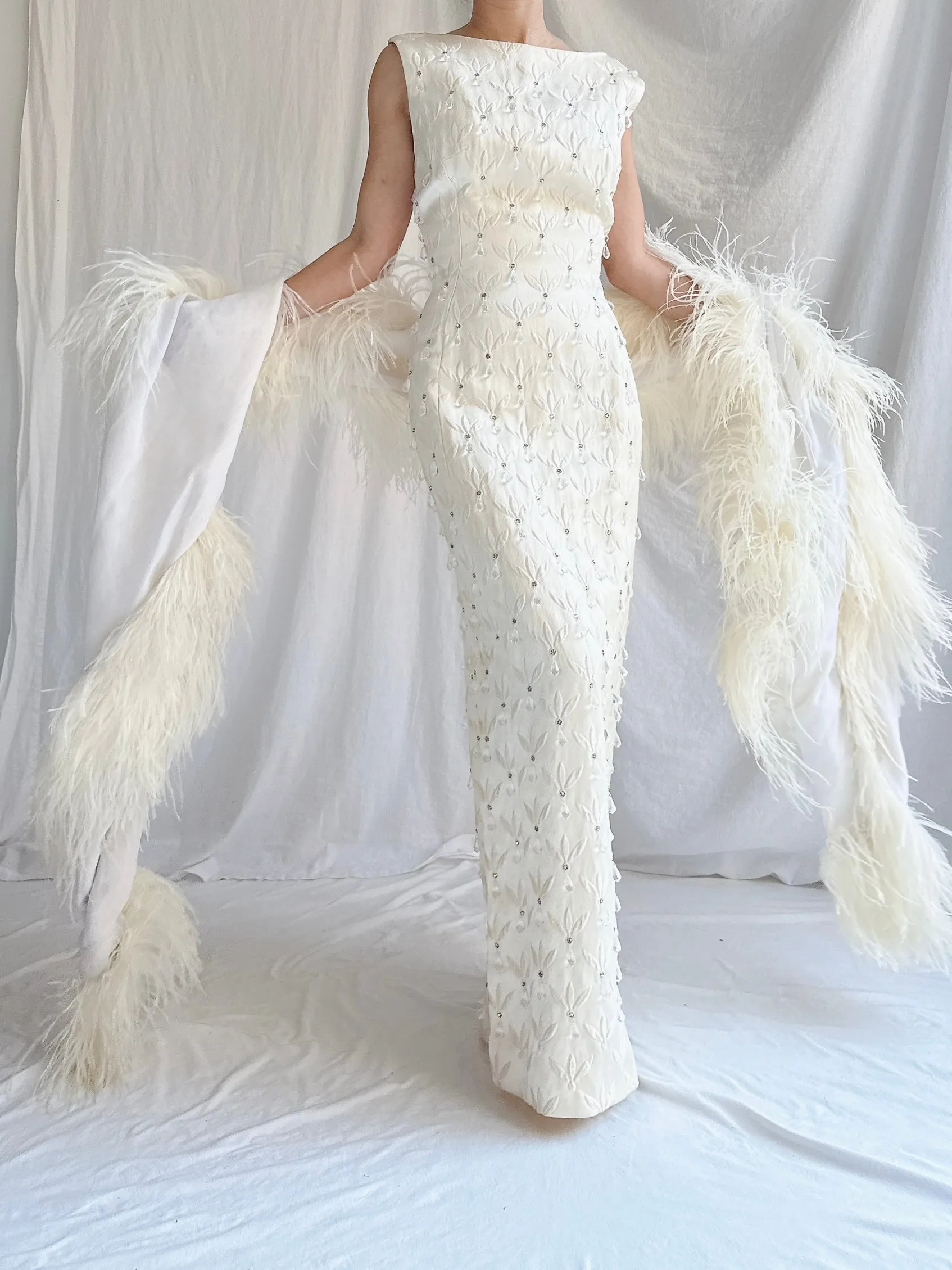 1960s Ostrich Chiffon Feather Shawl - OSFM
