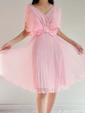 1960s Pleated Chiffon Dress - S