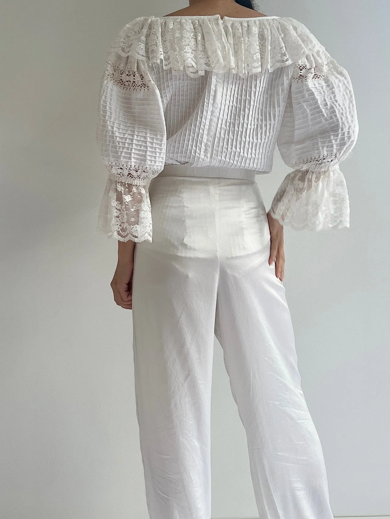 1970s Cotton Puffed Sleeves Top - M/L