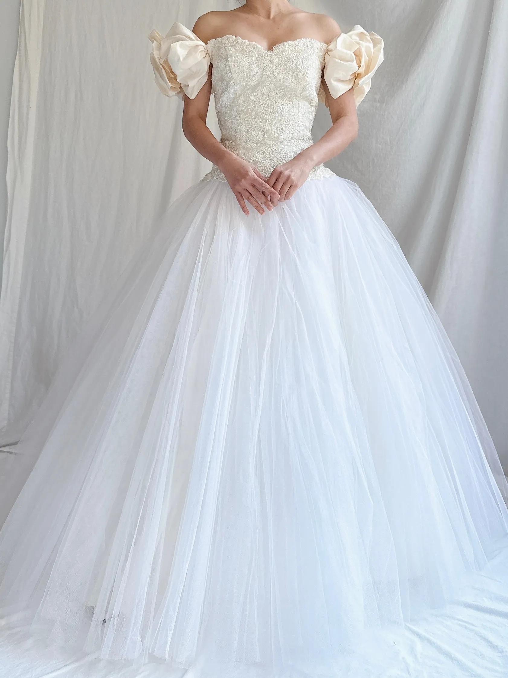 1980s Silk & Tulle Dropped Waist Gown - XS/2