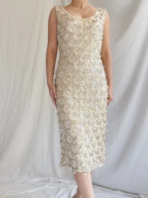 1980s Silk Beaded Dress - M
