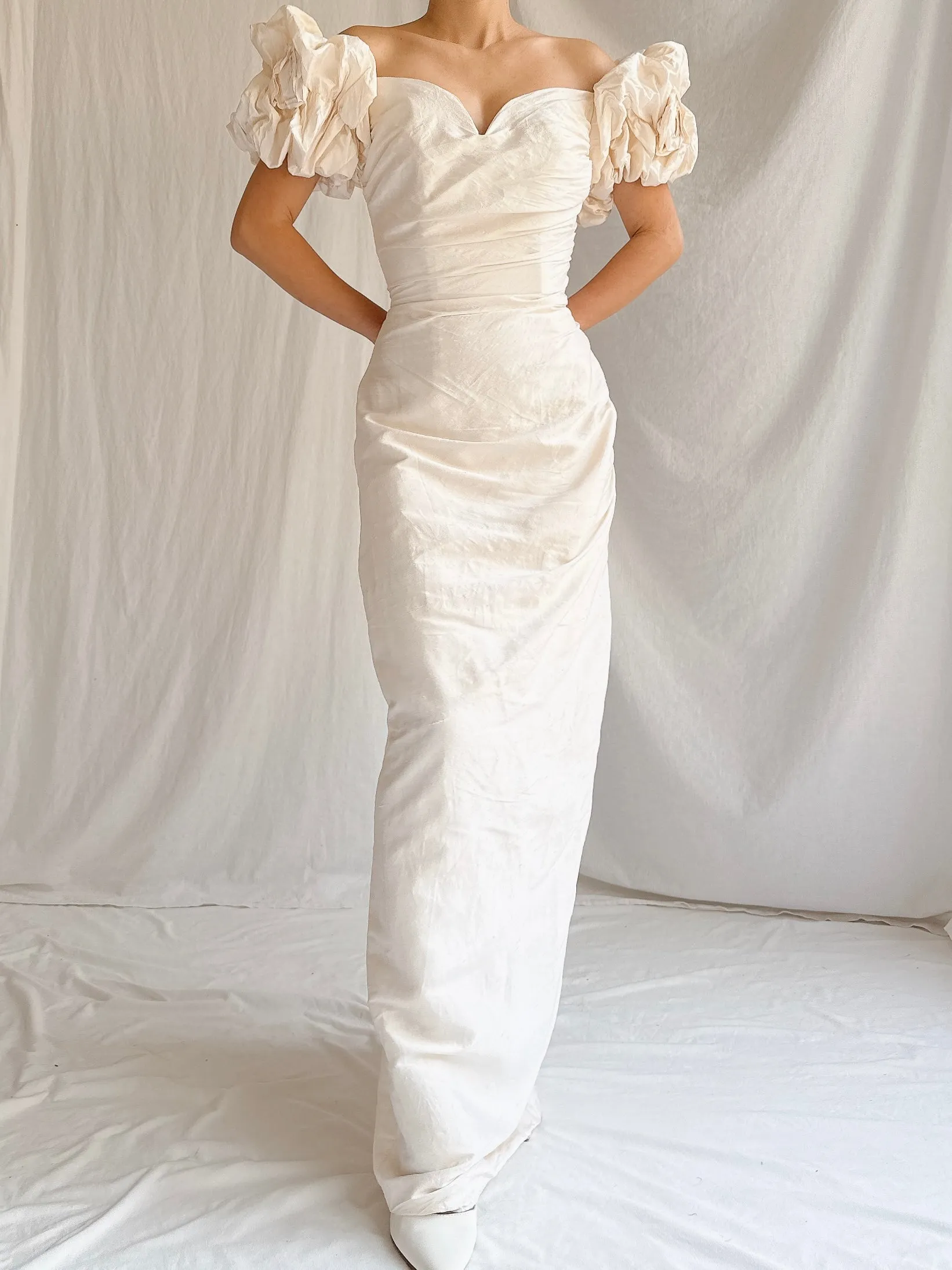 1980s/90s Raw Silk Column Gown - XS