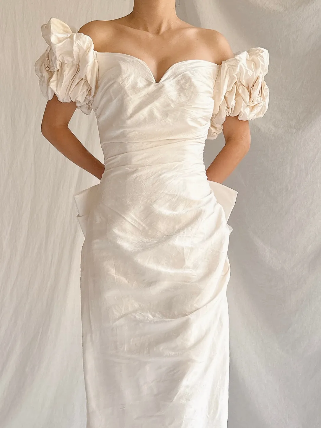1980s/90s Raw Silk Column Gown - XS