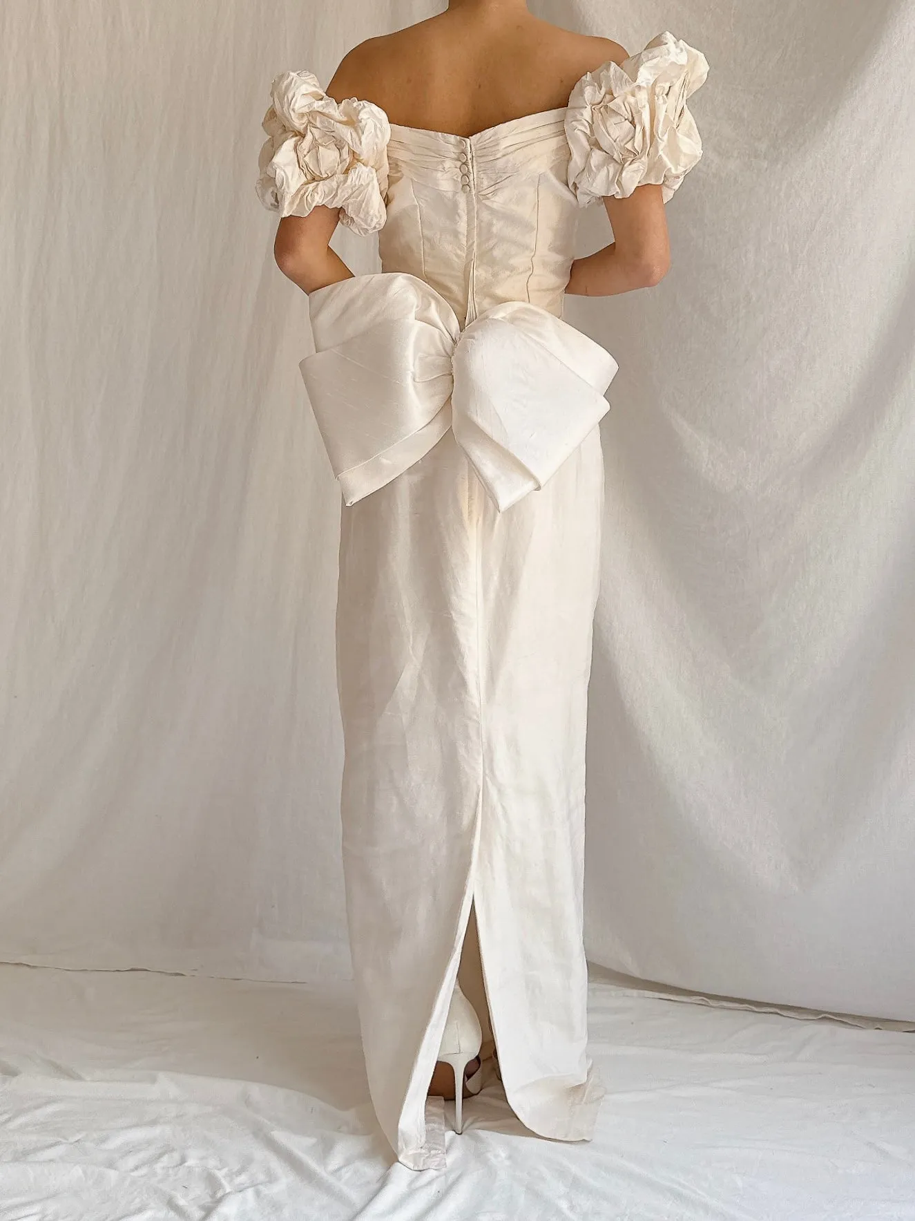 1980s/90s Raw Silk Column Gown - XS