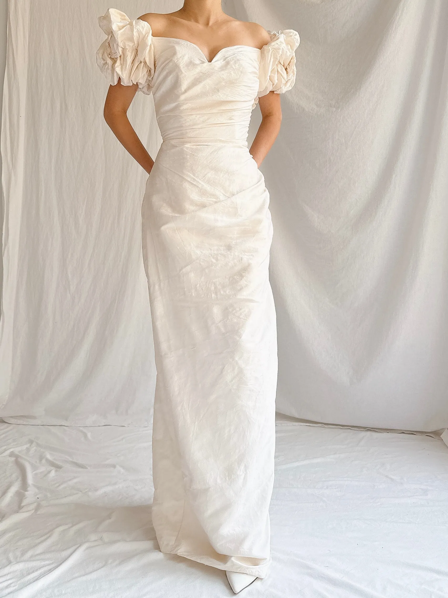 1980s/90s Raw Silk Column Gown - XS