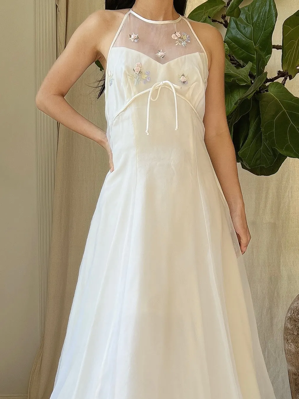 1990s Organza Crew Neck Dress - S