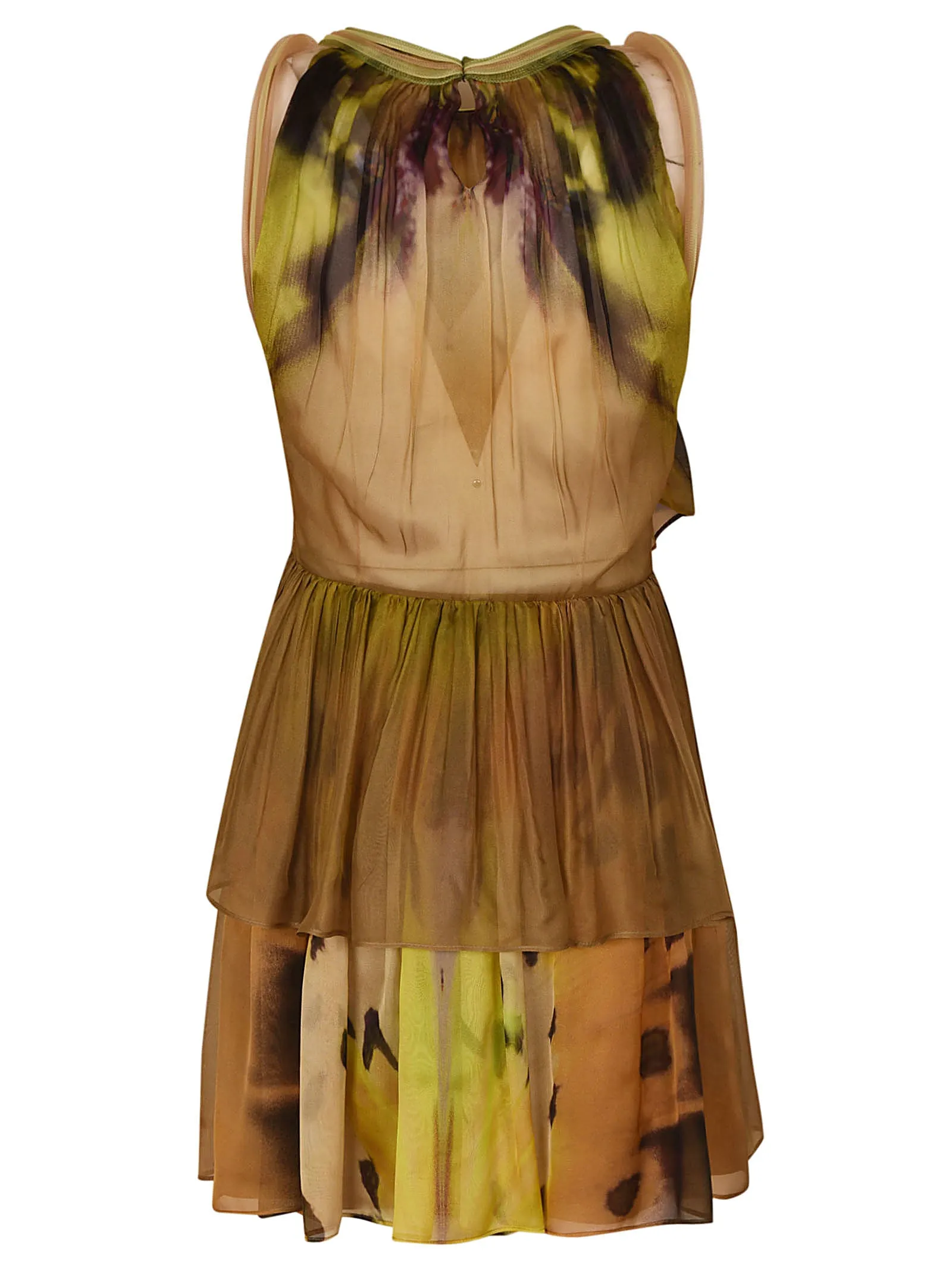 Alberta Ferretti Graphic Print Sleeveless Tiered Dress