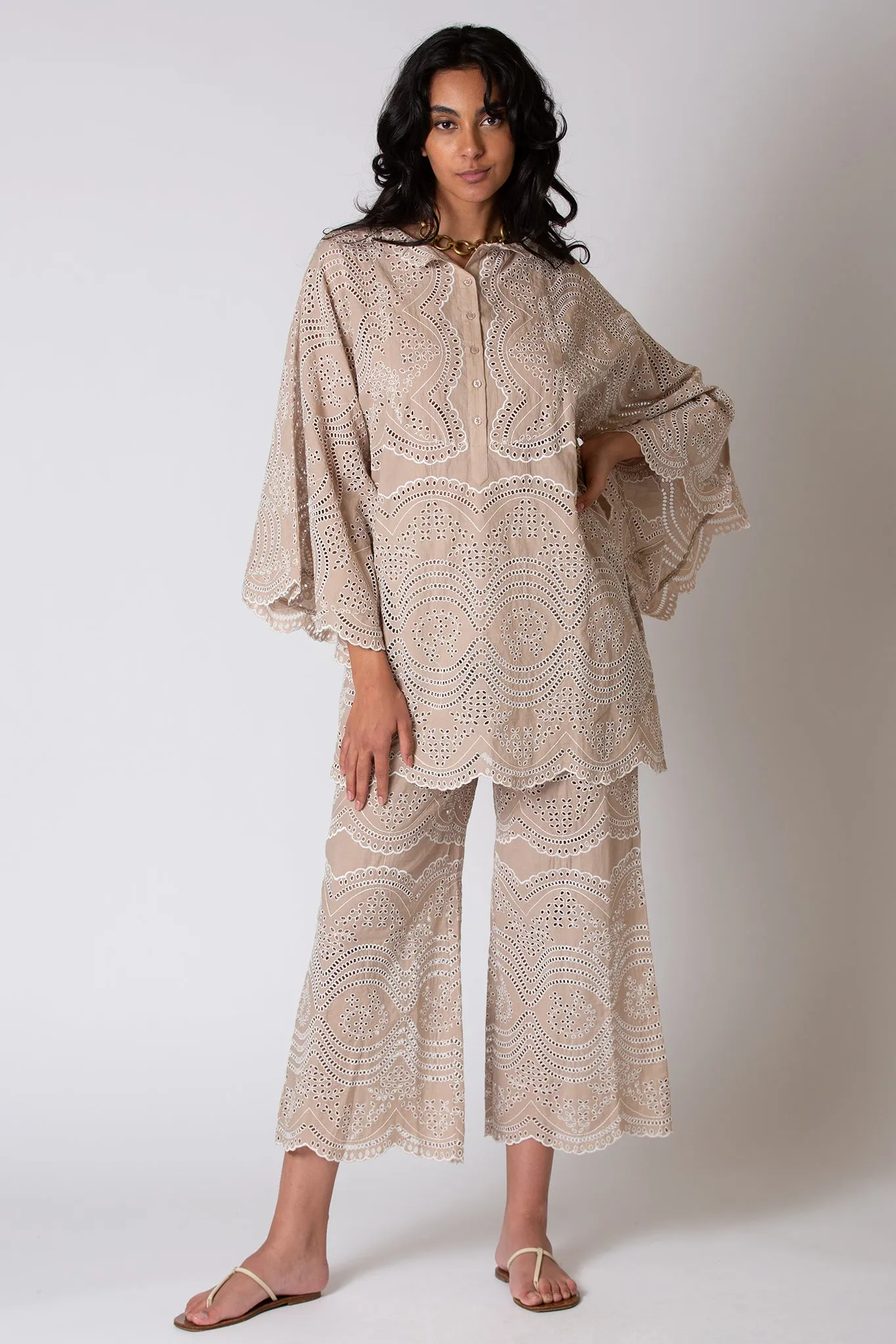 Alegra Eyelet Crop Flare Pant