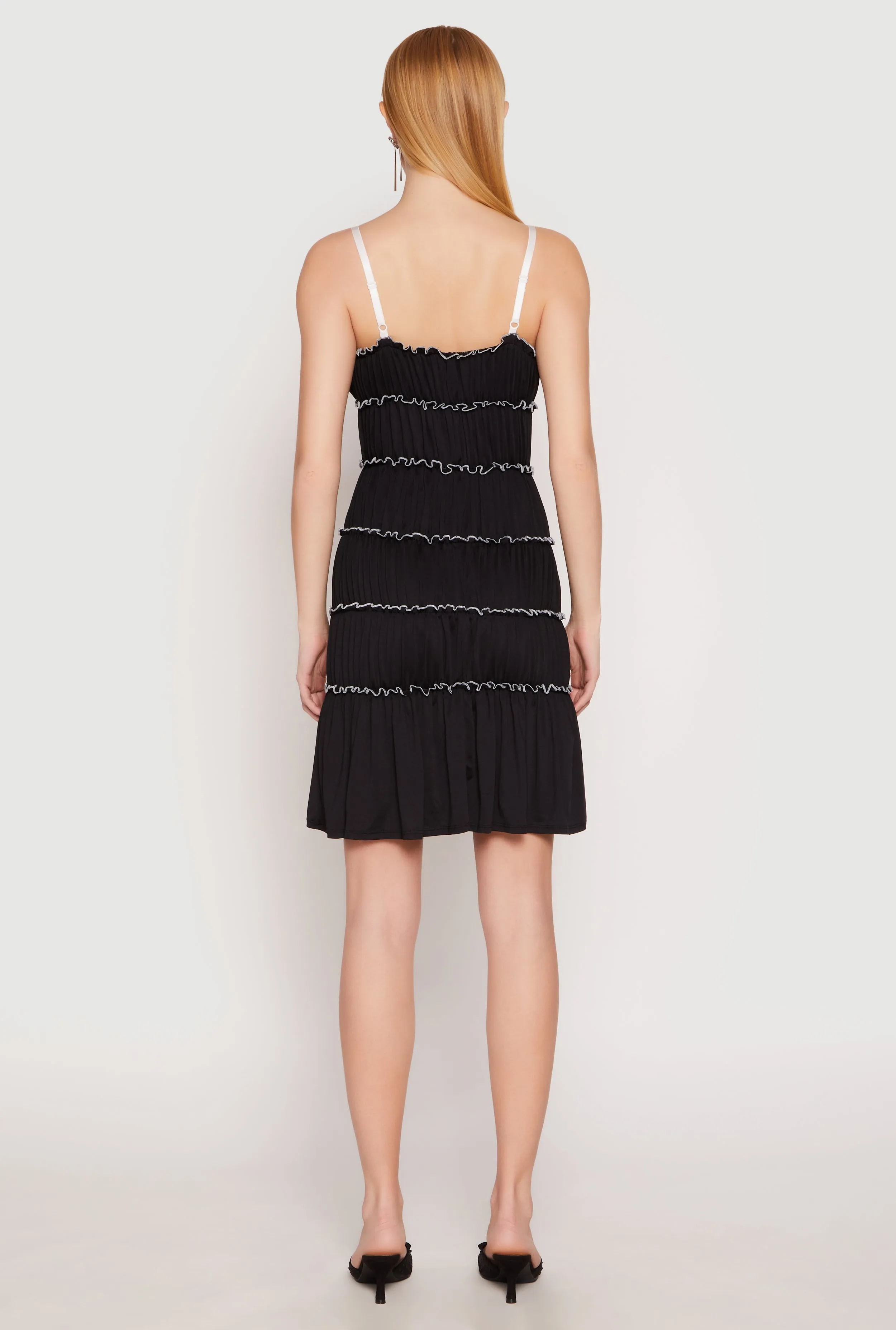 Almost Famous Bow Contrast Tiered Dress