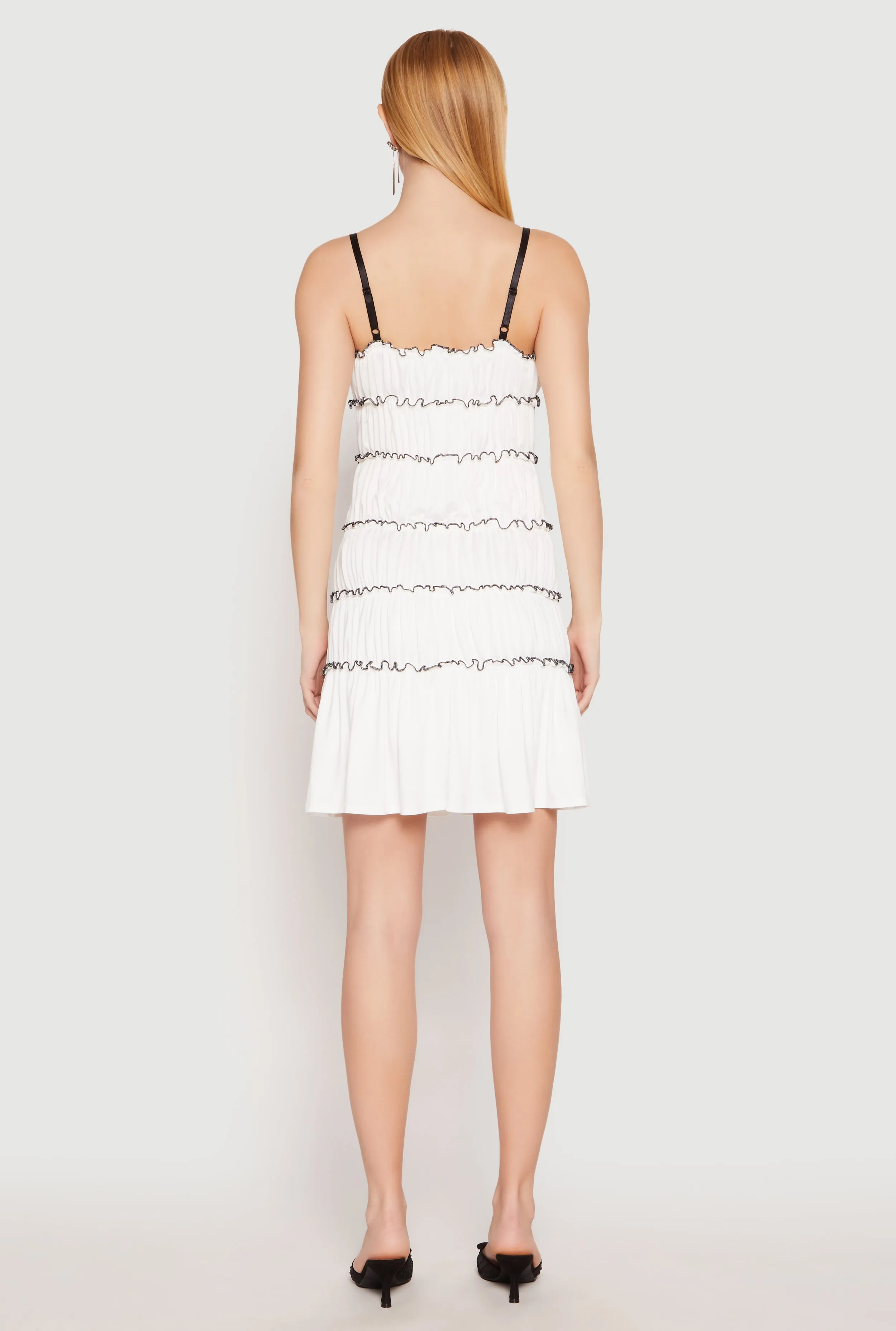 Almost Famous Bow Contrast Tiered Dress
