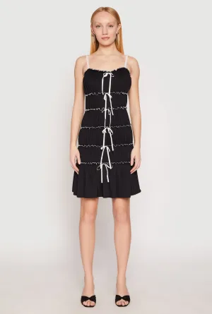 Almost Famous Bow Contrast Tiered Dress