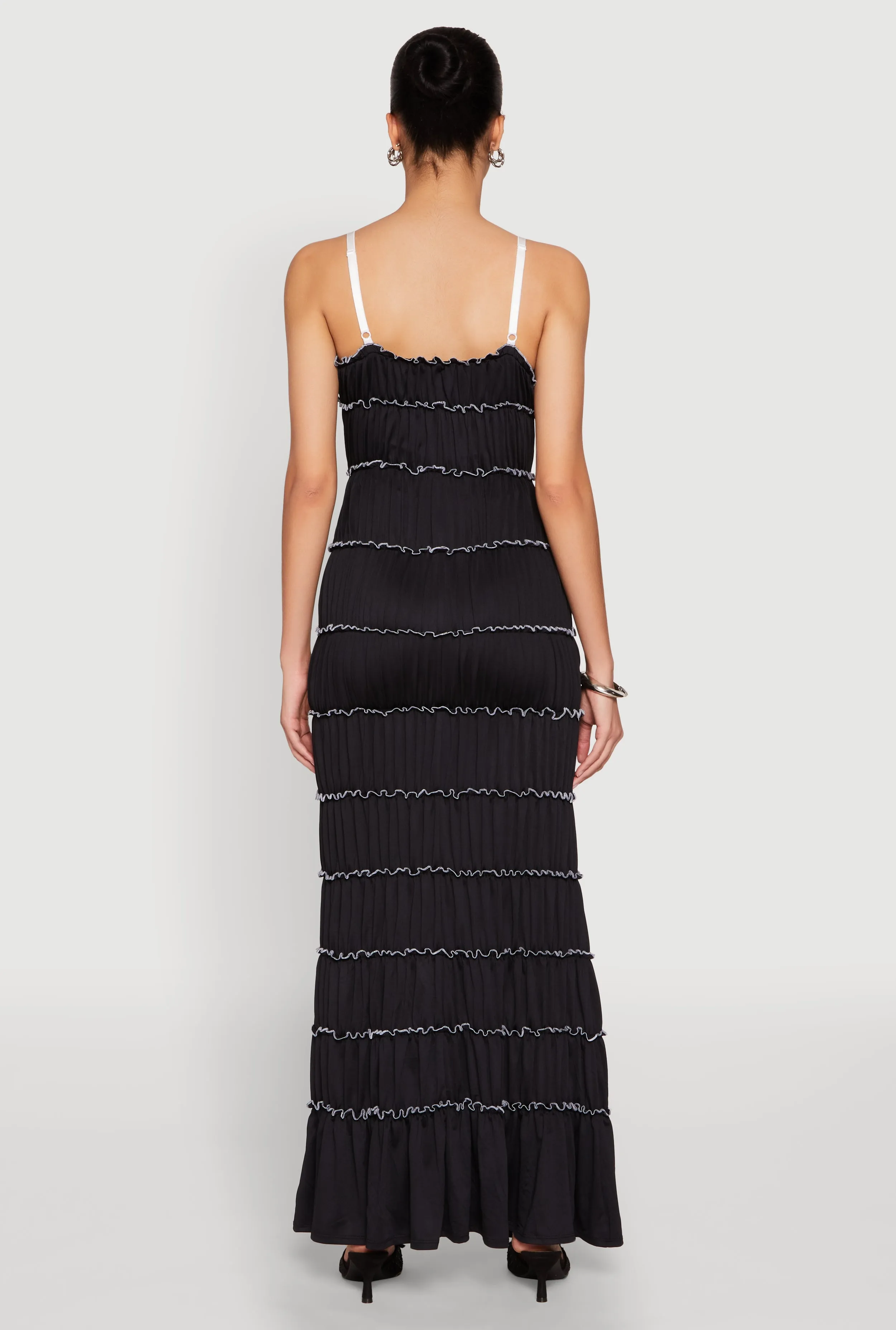 Almost Famous Bow Contrast Tiered Maxi Dress
