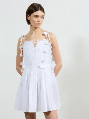 Amra Cotton Gathered Mini Dress